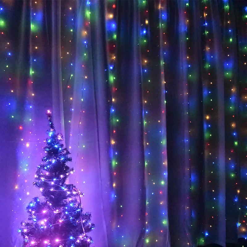 USB Window LED Curtain Lights Remote Control 8 Modes Fairy Garland Lamp for Christmas Wedding Party Holidays Bedroom Decoration