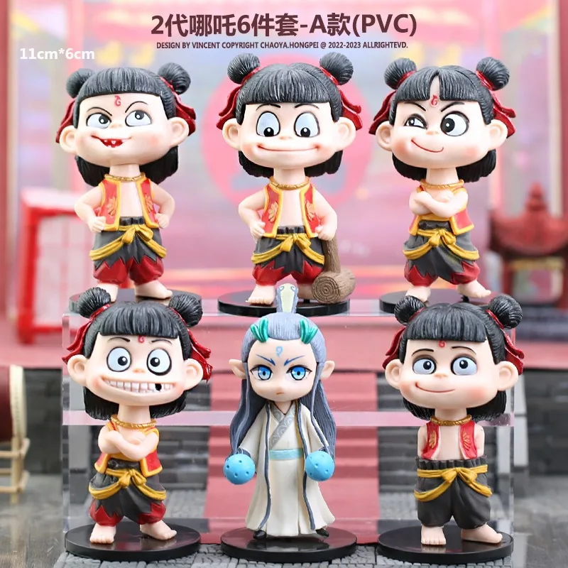 6PCS Ne Zha2 Figurki Anime Nezha Figurka akcji Aobing Figurka PVC Statuetka Ozdoba samochodowa Nezha Aobing Zabawka Prezent Zabawki dla dzieci