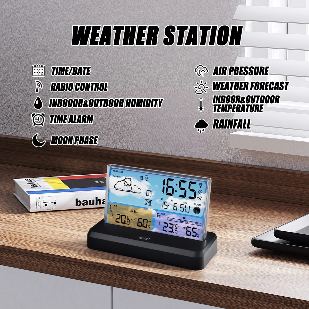 Home Weather Station, Wireless Thermometer and Hygrometer, Indoor/Outdoor Temperature Monitoring,