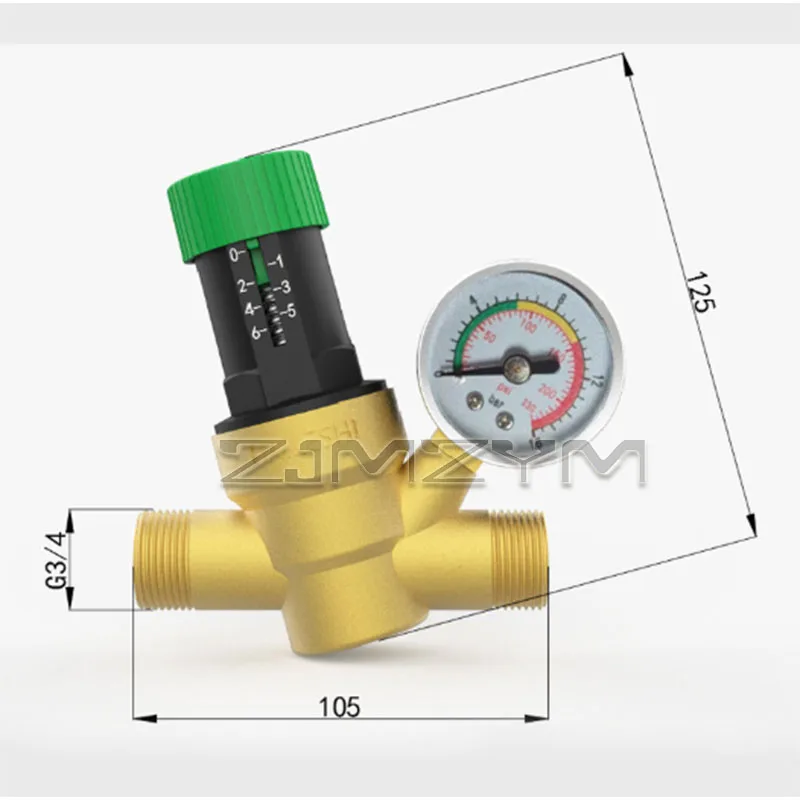 Brass Tap Water Pressure Reducing Valve Adjustable Pressure Stabilizing Pre Filter for Household Water Purifier Water Pipeline