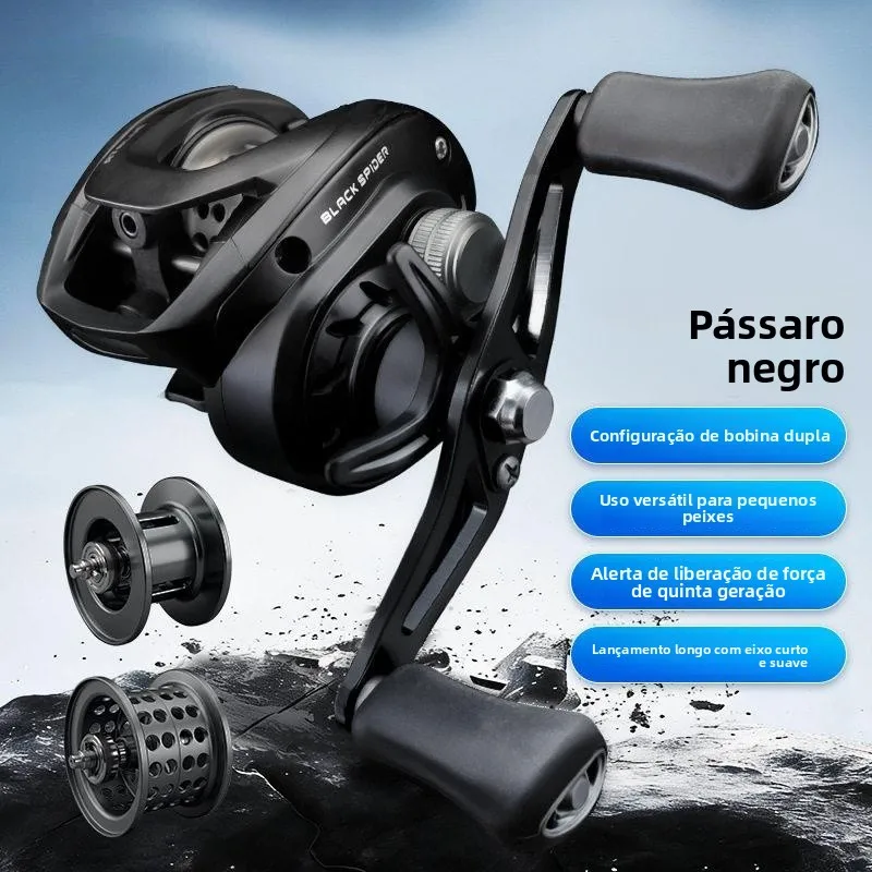 Nova Carretilha Black Spider Waterdrop 2026 com Relação de Velocidade 7+, Eixo Curto 182, Freio Magnético Super Leve e Carre...