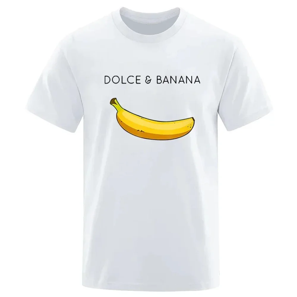 

Креативная футболка с короткими рукавами и круглым вырезом из чистого хлопка с банановым принтом, модная и повседневная, универсальная и подходит для любого случая.