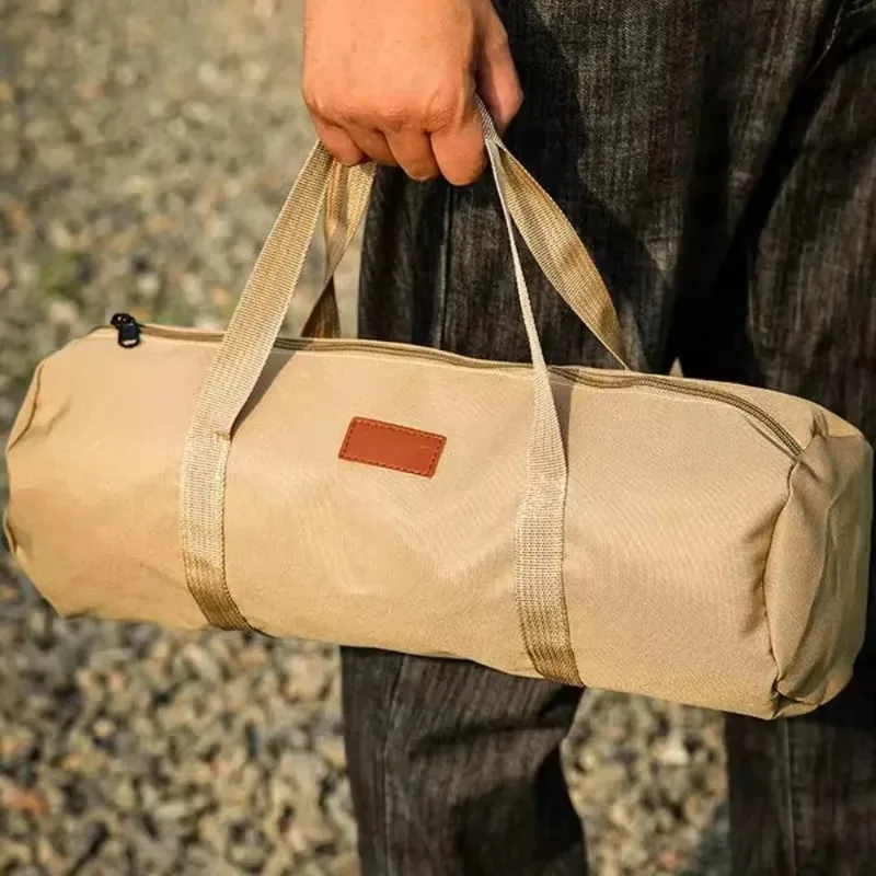 Camping Tent Wind Rope Ground Nail Tools Storage Bag Camping Accessories Outdoor Hand-held Cylindrical Bag