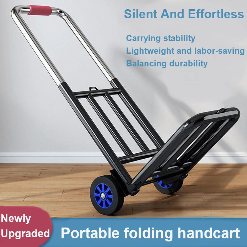 Portable Folding Retractable Trolley Folding Hand Truck Handling Household Trailer Shopping Cart Trolley Adjustable Hand Cart