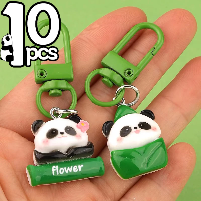 1/10Pcs Mini Panda Keychain Random Style for Handbag Car Keyrings Cute China Style Pendant Couple Decoration Gifts Key Accessory