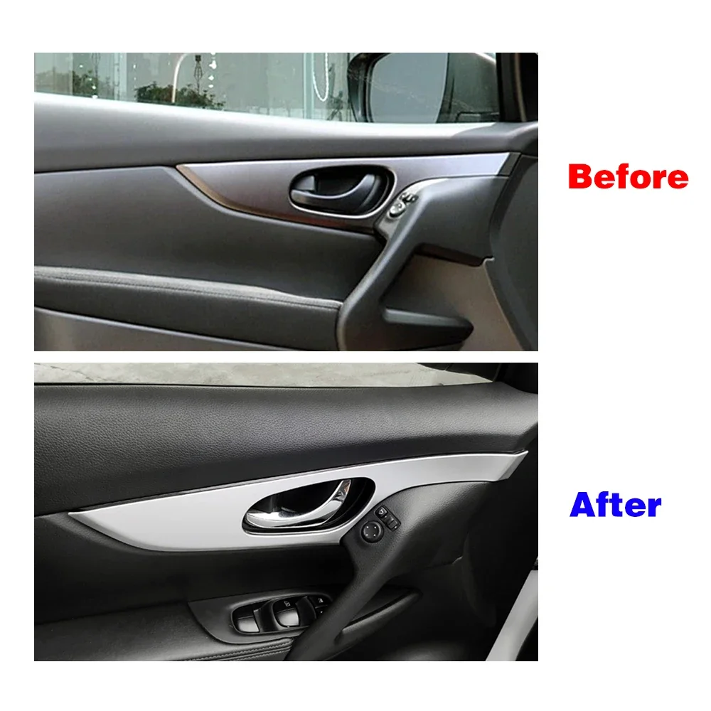 For Nissan Qashqai J11 2014 2020 Car Interior Part Refit Inner Door Handle Frame Trim Decoration Auto Accessories Sticker