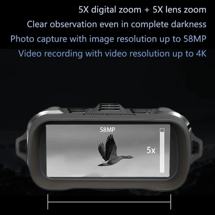 Z096 Tactical Light Waterproof Hunting Safety Wildlife Observation 58MP Night Vision 4K Video Camera 5000mAh Battery 600m Range