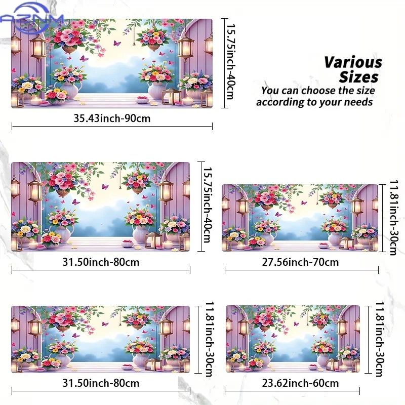 Whimsical Floral Outdoor Scene Mouse Pad, Rubber Material, Multiple Specifications Available, Ideal for Programmers & Gamers, Pe