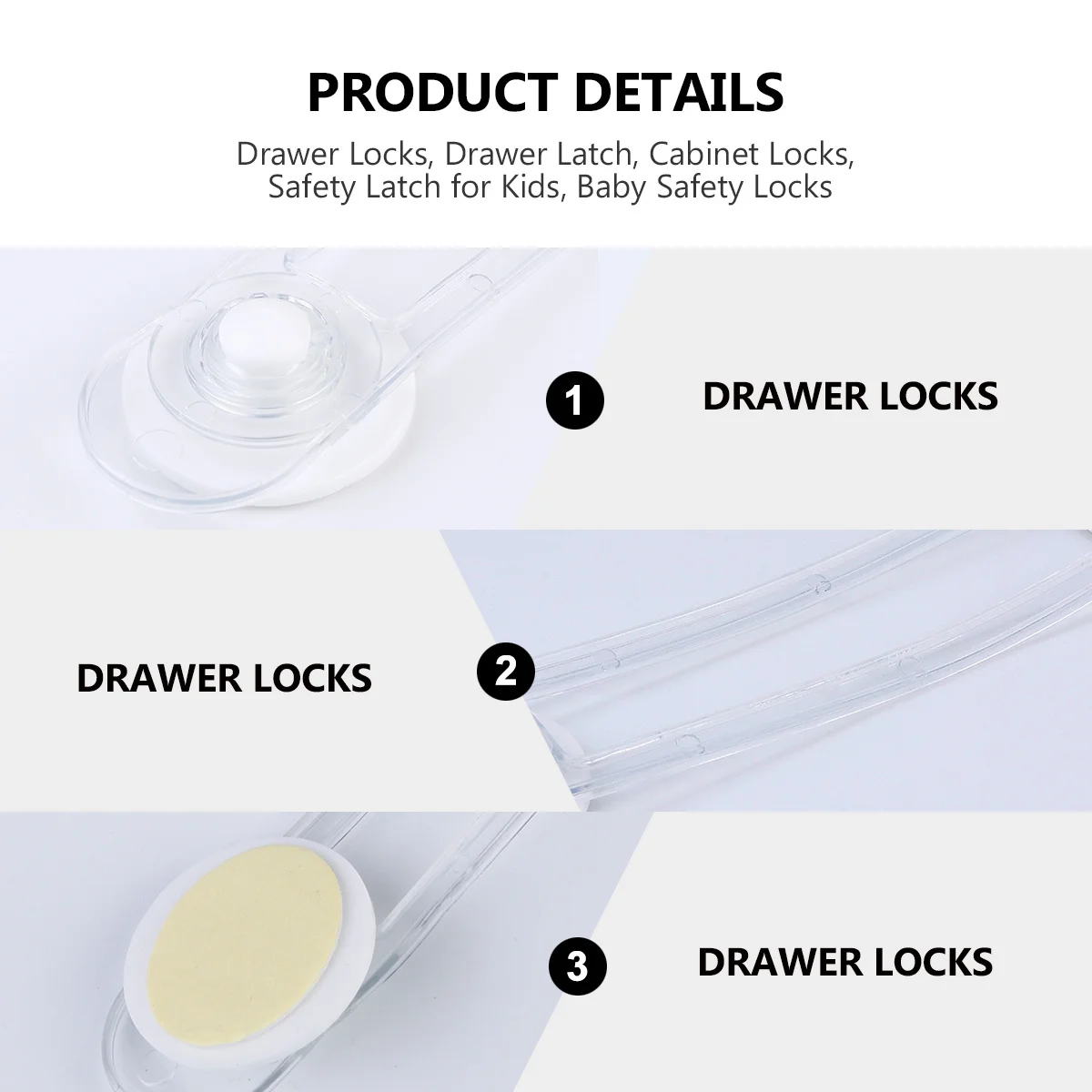 

12Pcs Safety Latch for Kids Baby Proofing Drawer Locks Cabinet Latches Home Furniture Protection Easy Install No Drilling Needed