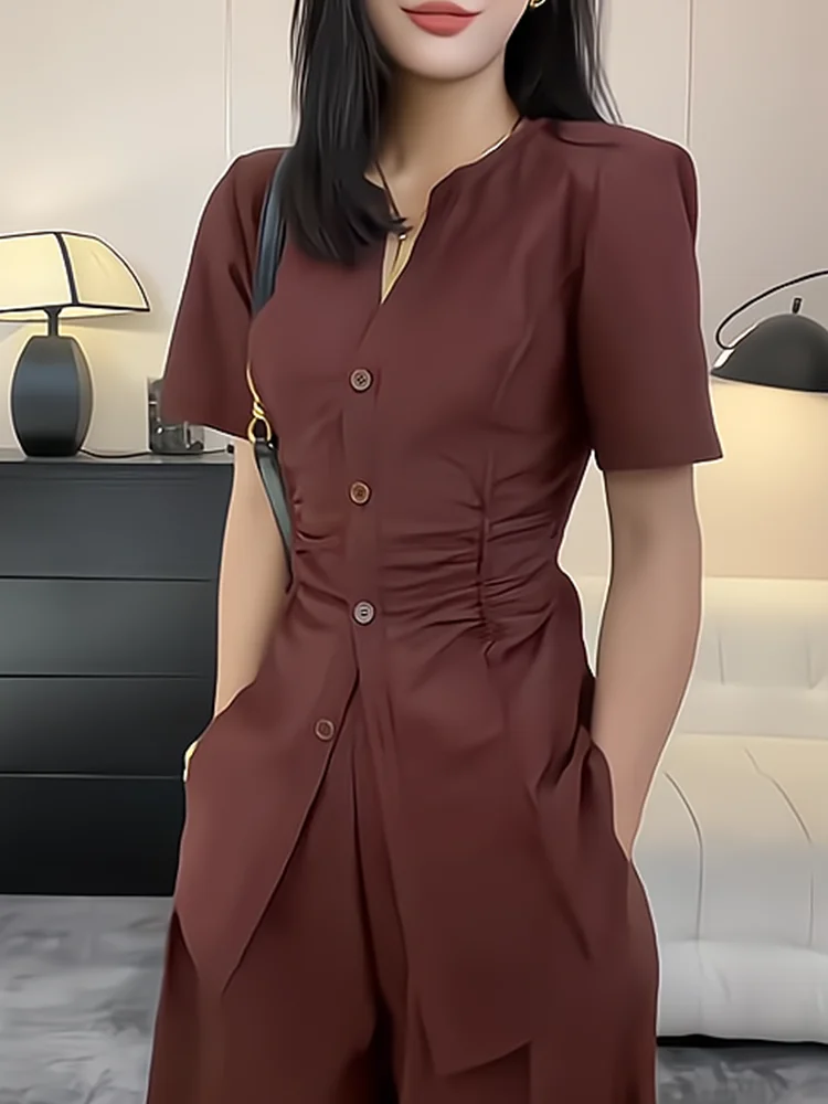 

Faionable Slim Fit Women's irt Korean Sle Commute Wind Summer New Arrival Versatile Sli Small irt European Design