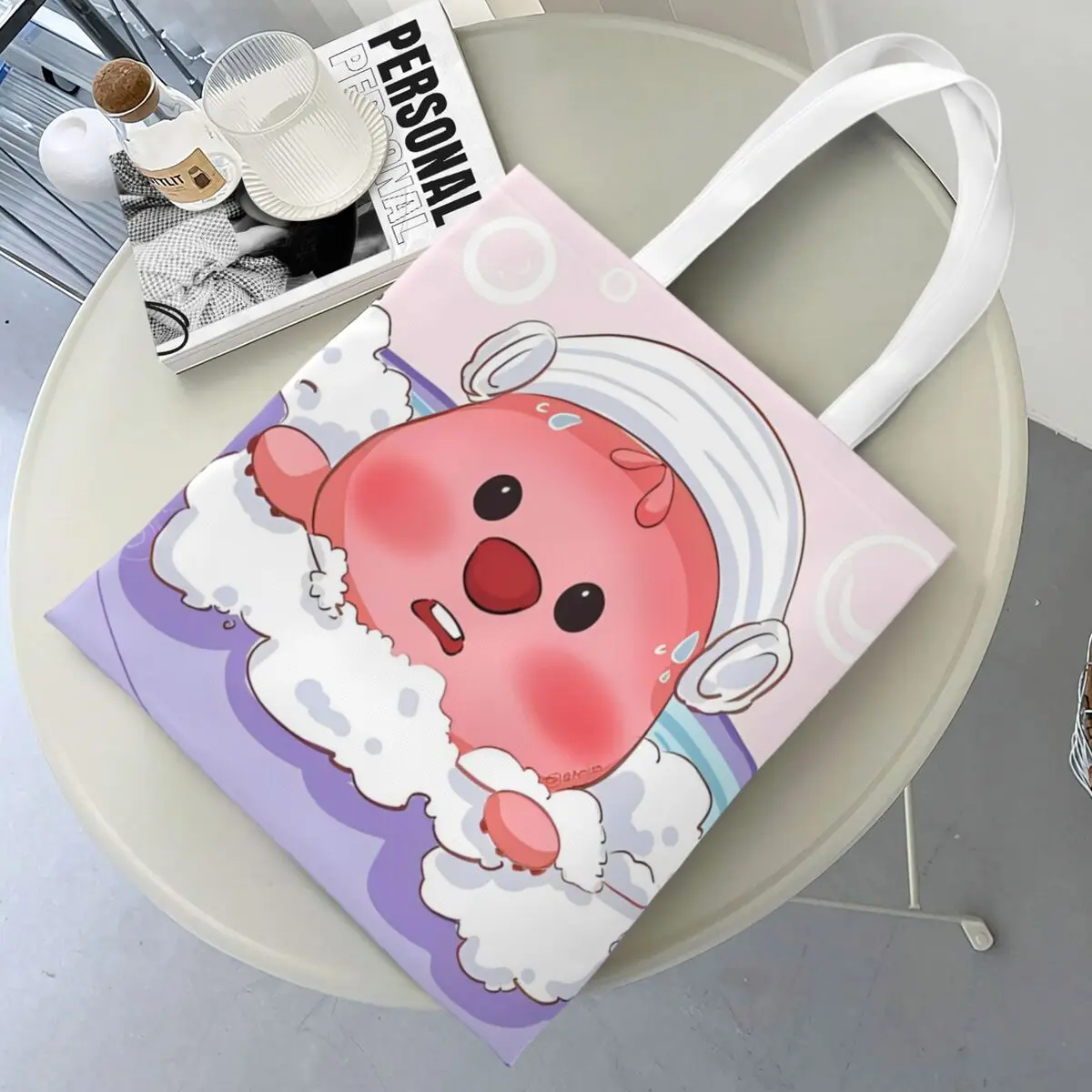 

Zanmang Loopy Bath Canvas Tote Bag Aesthetic Unique Design Cartoon Fashion Bag for Women Men