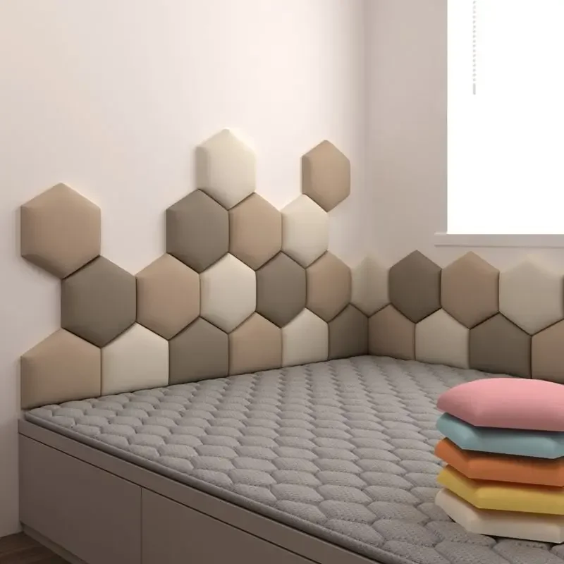 Hexagon Headboard Bedroom Decor Headboard Kids Room Decor Bed Head Wall Panels TV Wall Decoration 3D Stickers