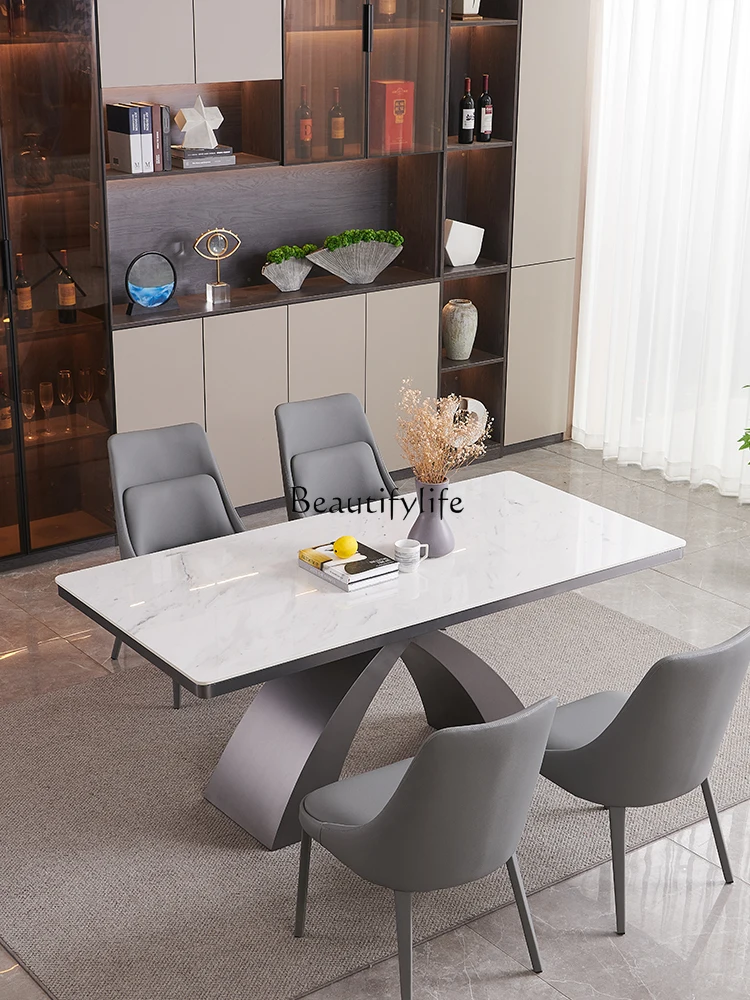 Italian Luxury Stone Stone Plate Dining Table New Simple Stone Plate Designer Model Small Apartment Dining Table