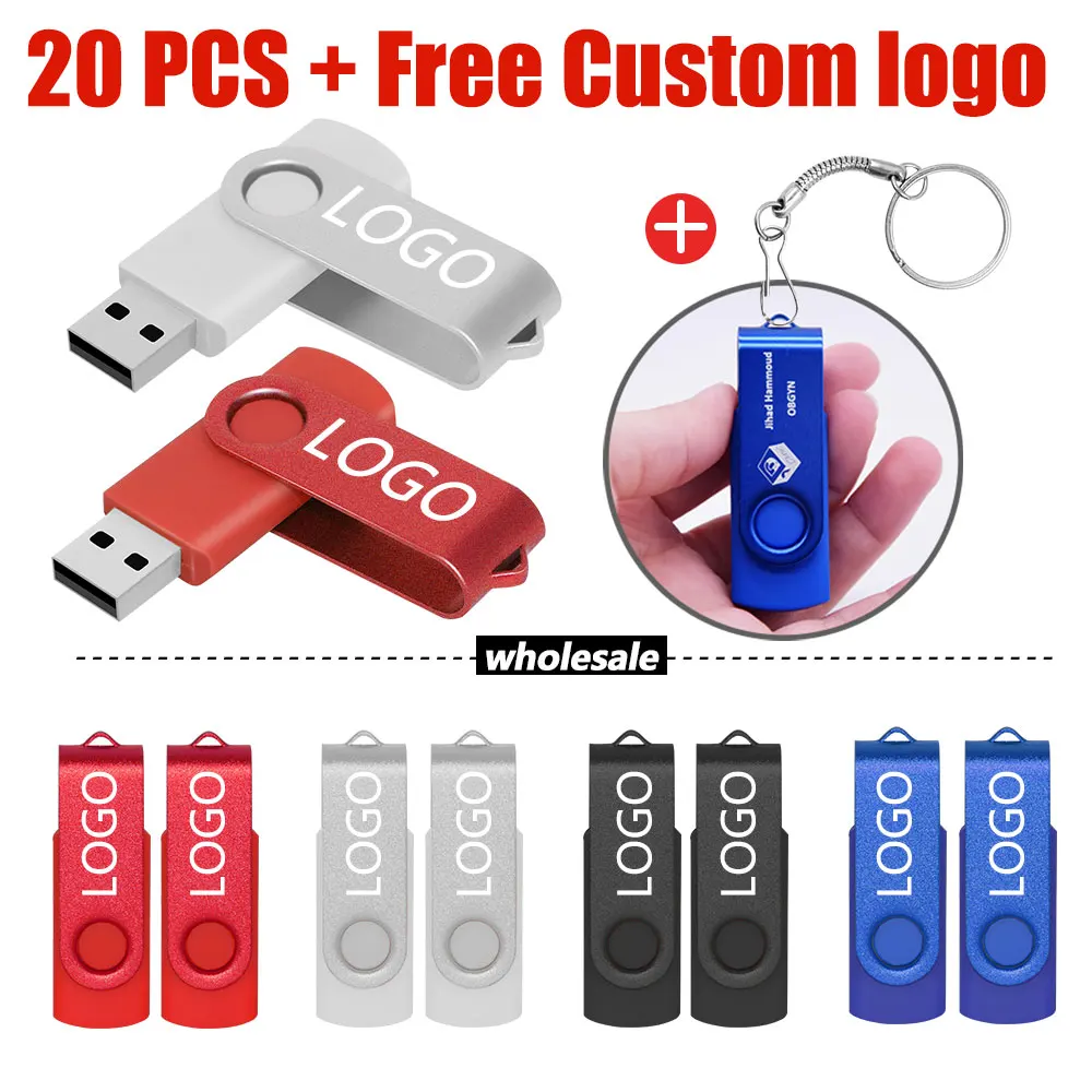 

Hot Sale 20pcs Swivel USB Flash Drive 256MB 512MB 1GB 2GB 4G 8GB 16GB 32GB Pendrive High Speed 64GB 2.0 Fashion Gift USB Stick