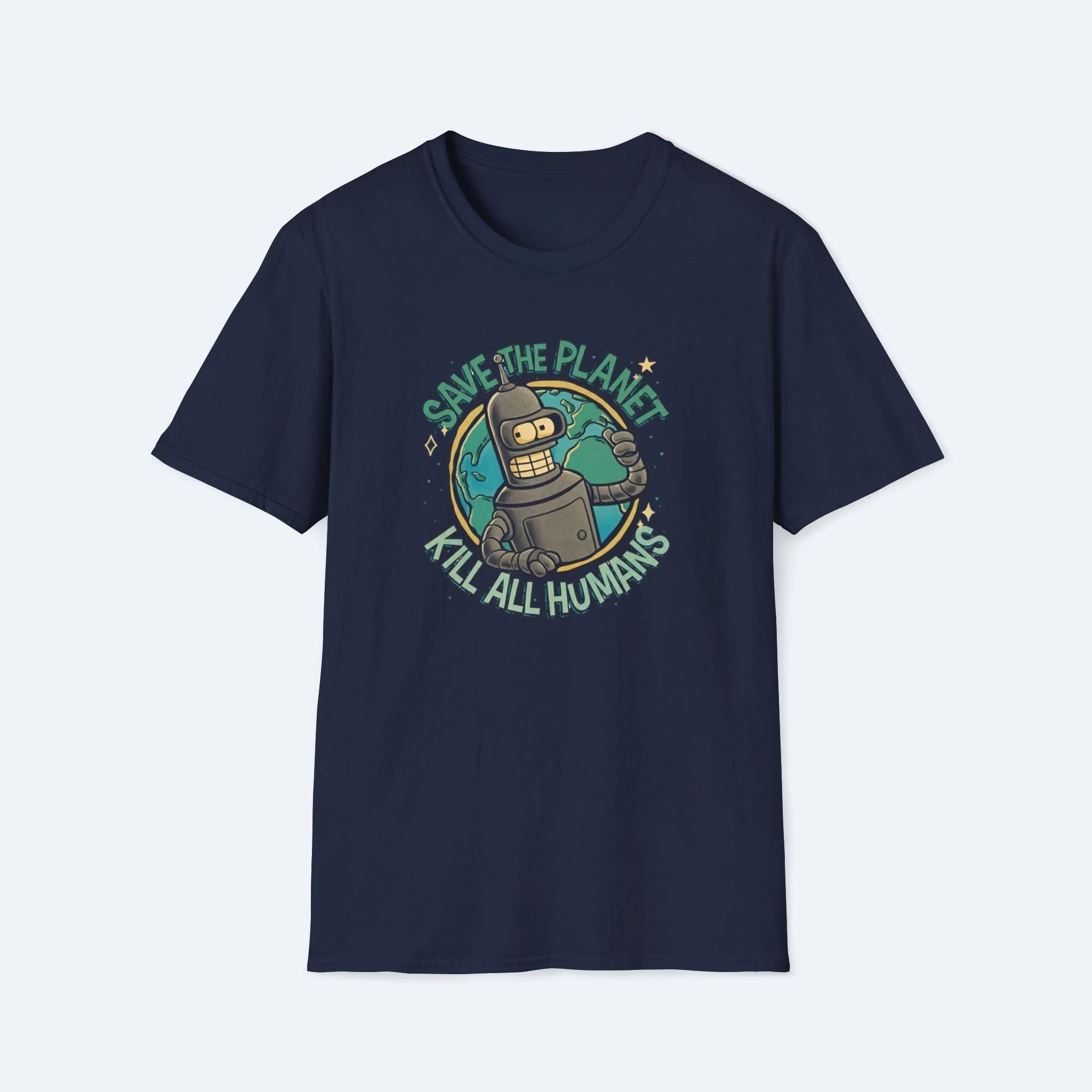 Save The Planet Bender Tee - Futurama Funny Graphic T-Shirt, Environmentalist Robot Shirt, Eco & Geek Gif