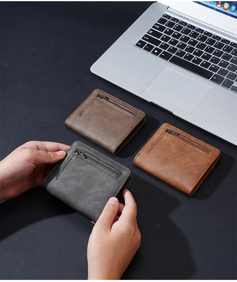 New Men Wallets Leather Purse Man Slim Card Horders Quality Male Short Multi-card Wallet Coin Pocket Purse