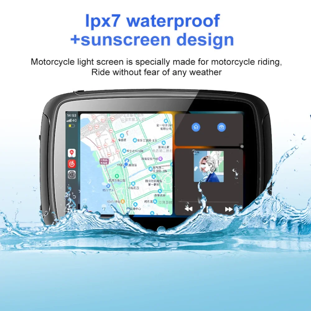 5 Inch Waterproof Sun Protection Motorcycle GPS Navigation Wireless Carplay Android Auto Remote Control BT Moto Monitor