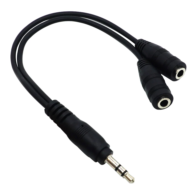 3.5mm Stereo Audio Male to 2 Female Headset Mic Y Splitter Cable Adapter Wholesale Drop Shipping Drop Shipping