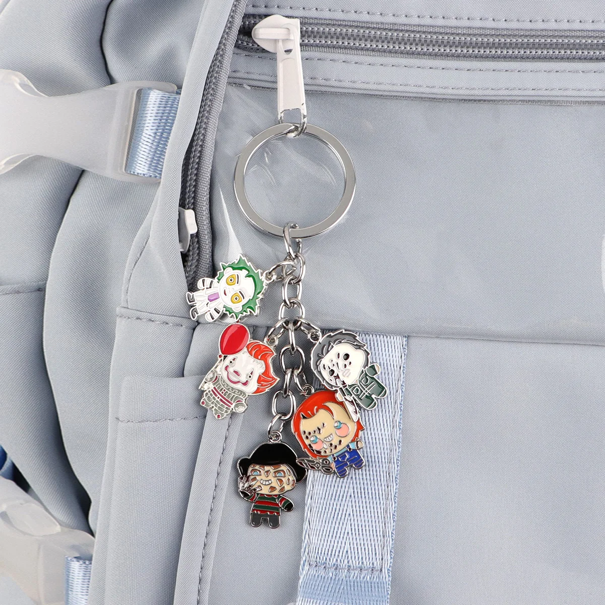 

Thriller Characters Metal Keychain Car Keyring Backpack Men Women Accessories Fashion Key Tag Halloween Gifts for Friend