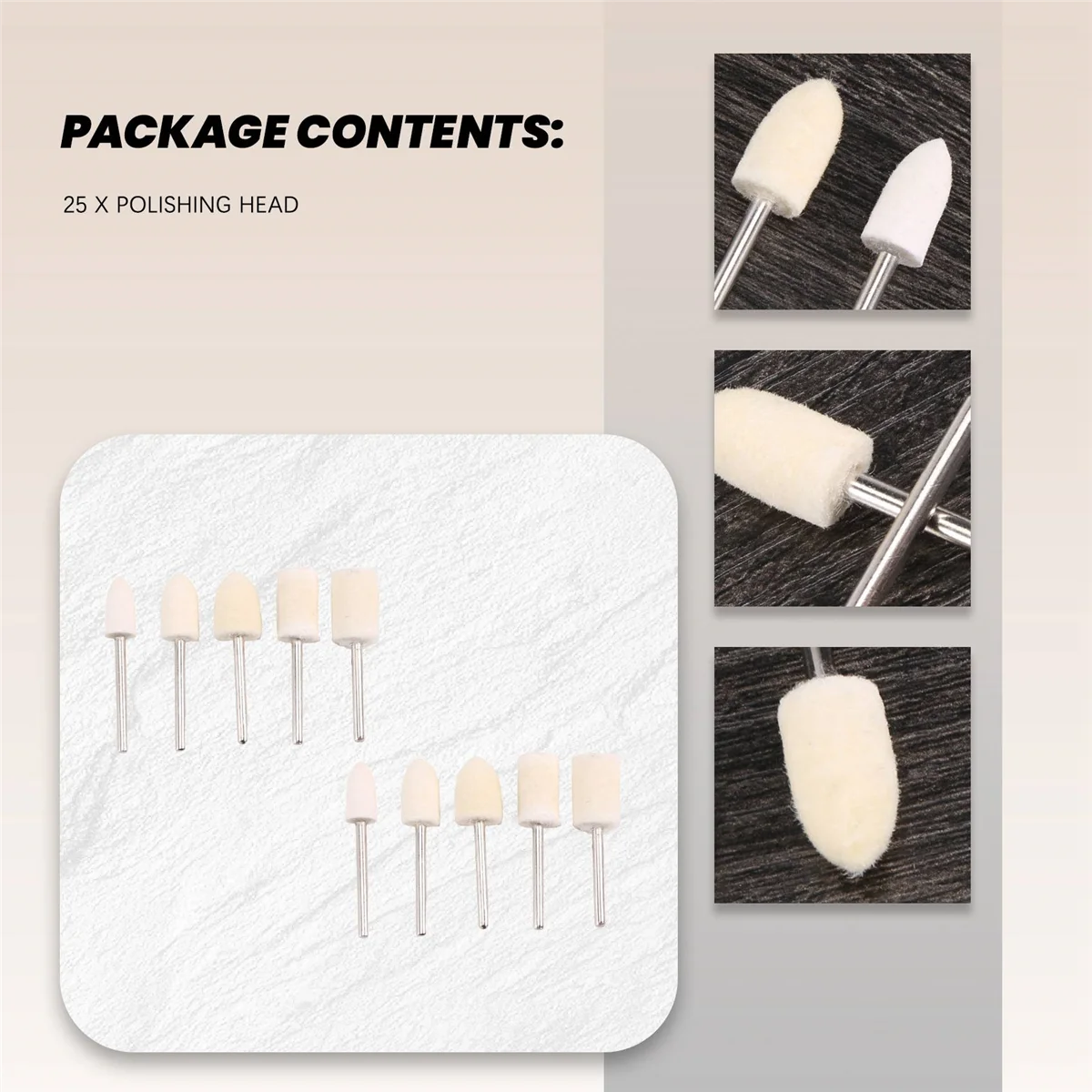 

New Arrival 25pcs Felt Polishing Buffing Pad Head Set Rotary Tools for Dremel Accessories