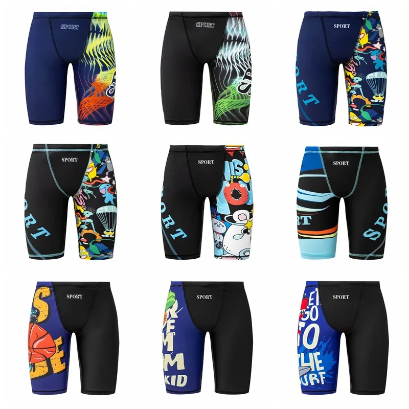 Men Swimming Shorts 2026 New Cartoon High-Stretch Teen Quick-Drying Beach Swim Trunks Sports Surfing Suit
