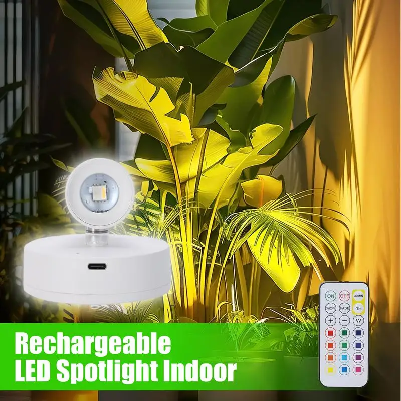 Planter Accent LED Spotlights Remote Control Rechargeable Accent Spotlights Small Art Spotlights Battery Powered Uplighting For