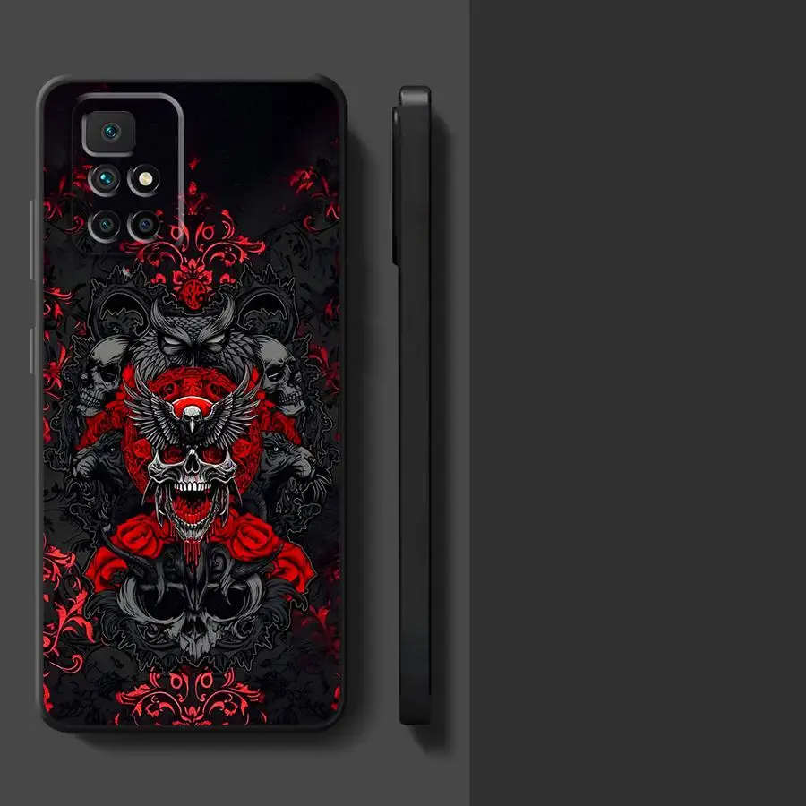 Creative Skull Art Black Soft Phone Cover Case for Xiaomi Redmi 12C A4 9 13C A3 10 K40 K80 Pro A5 14C A1 A2 Plus