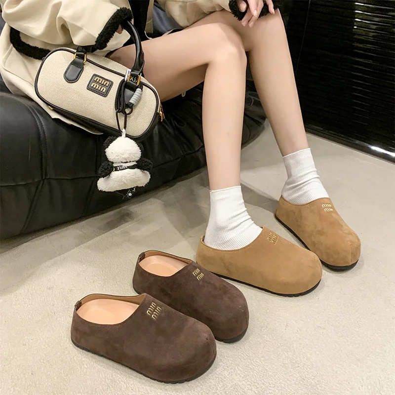 ผู้หญิงแฟชั่นรองเท้าแตะสบาย Covered Toe หนา Soled รองเท้าแบนกลางแจ้งเพิ่มในร่มบ้าน Zapatillas De Mujer