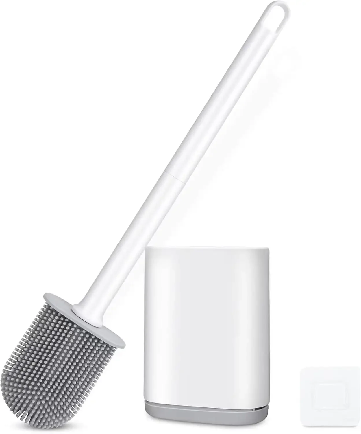 

Silicone Toilet Brush and Holder Bendable Wall Mounted with Long Handle, Soft Bristles for Efficient Cleaning, No Rusty Handles