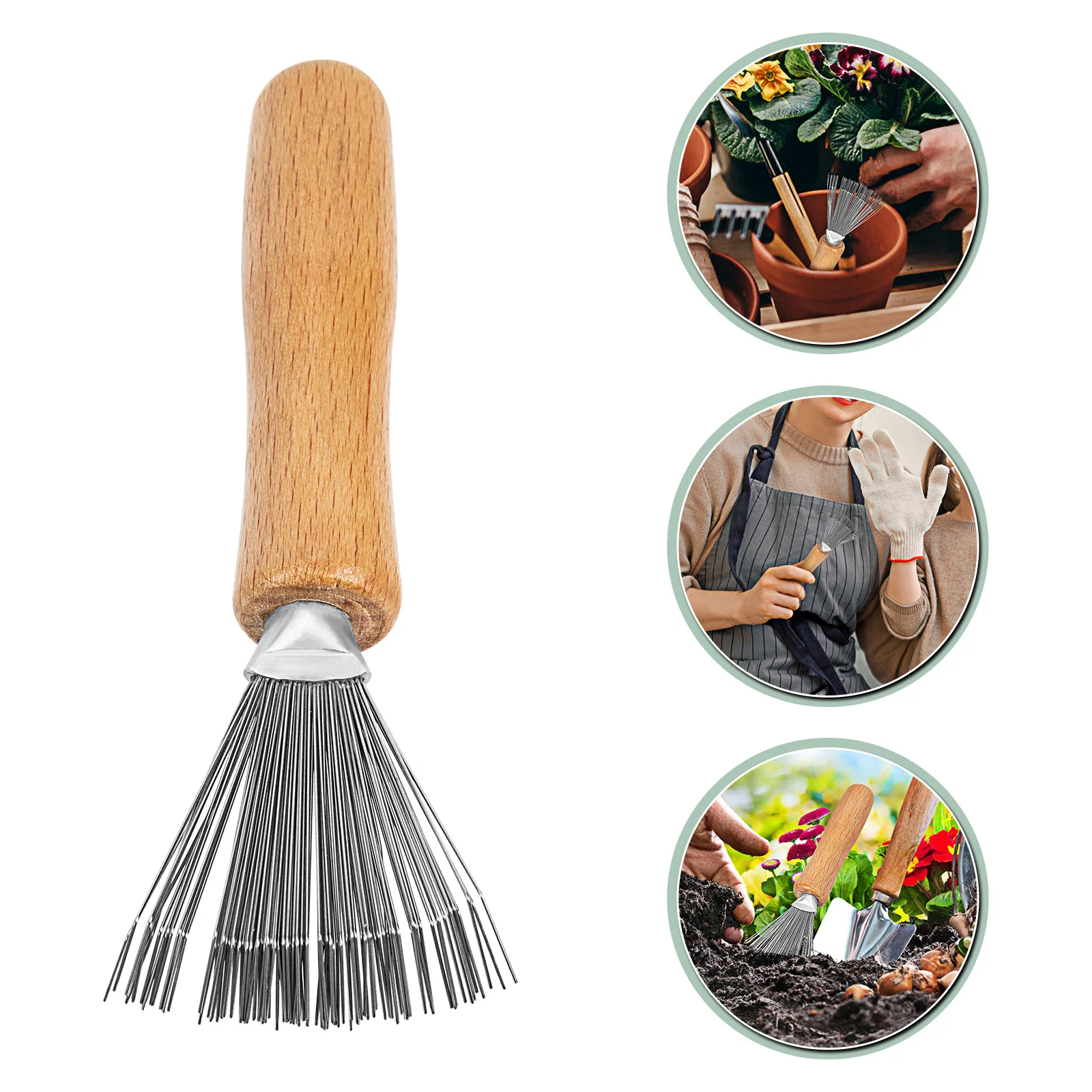 أداة تنظيف أشعل النار من الفولاذ المقاوم للصدأ لترتيب الزهور، منظف ضفادع الزهور، أداة تنظيف الحديقة #1