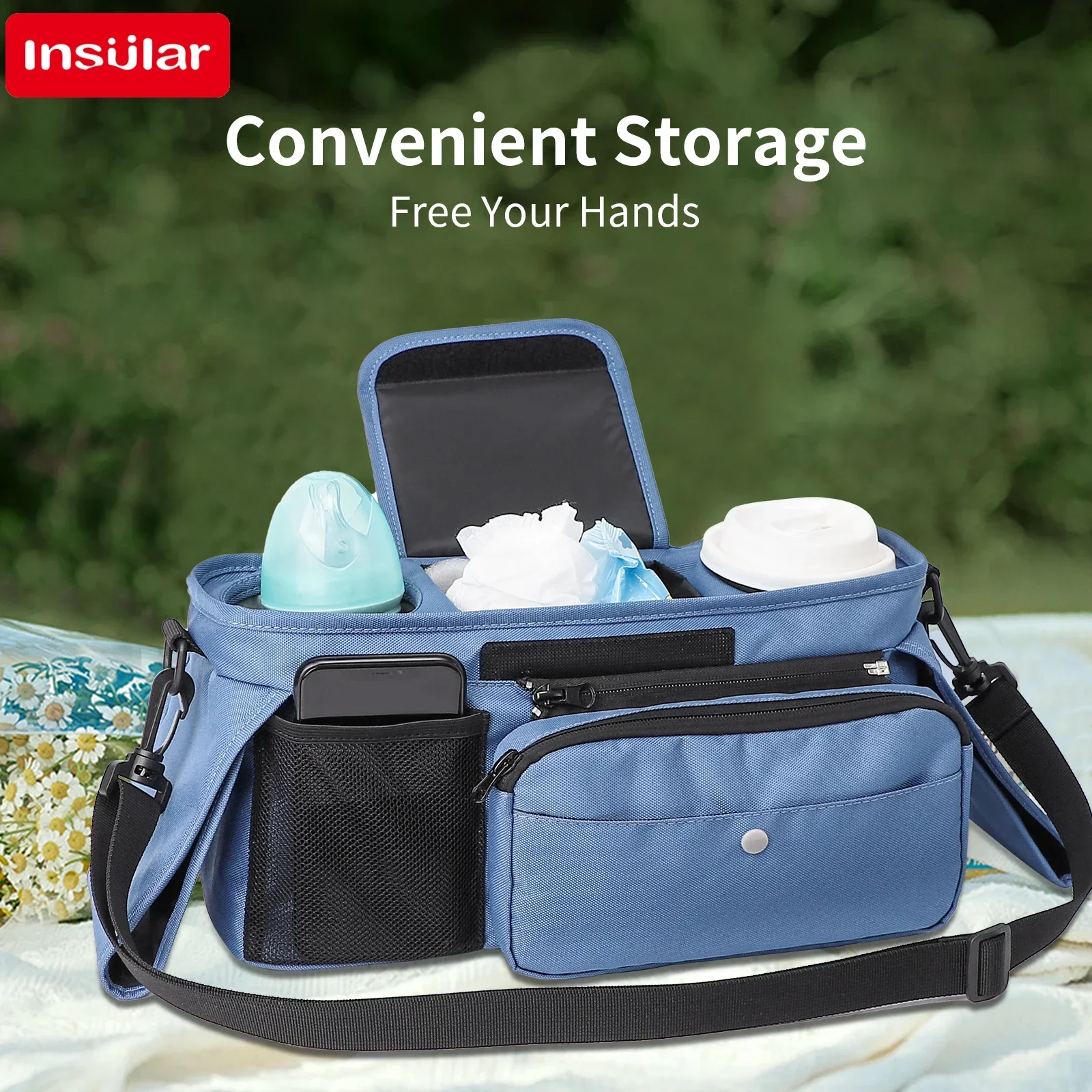 INSULAR Portable Mommy Bag Waterproof Baby Stroller Hanging Organizer Large Capacity Diaper Storage Bottle Pack Infant