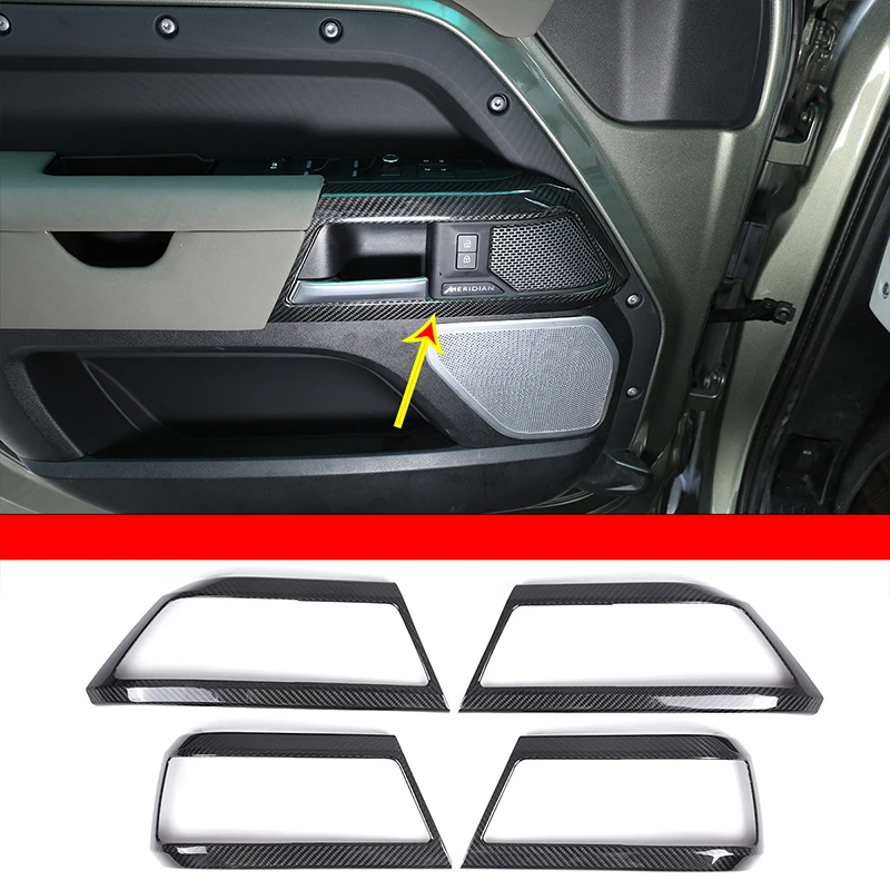 

For Land Rover Defender 90 110 2020-2022 Car Door Inside Handle Decorative Frame Sticker Real Carbon Fiber Interior Accessories