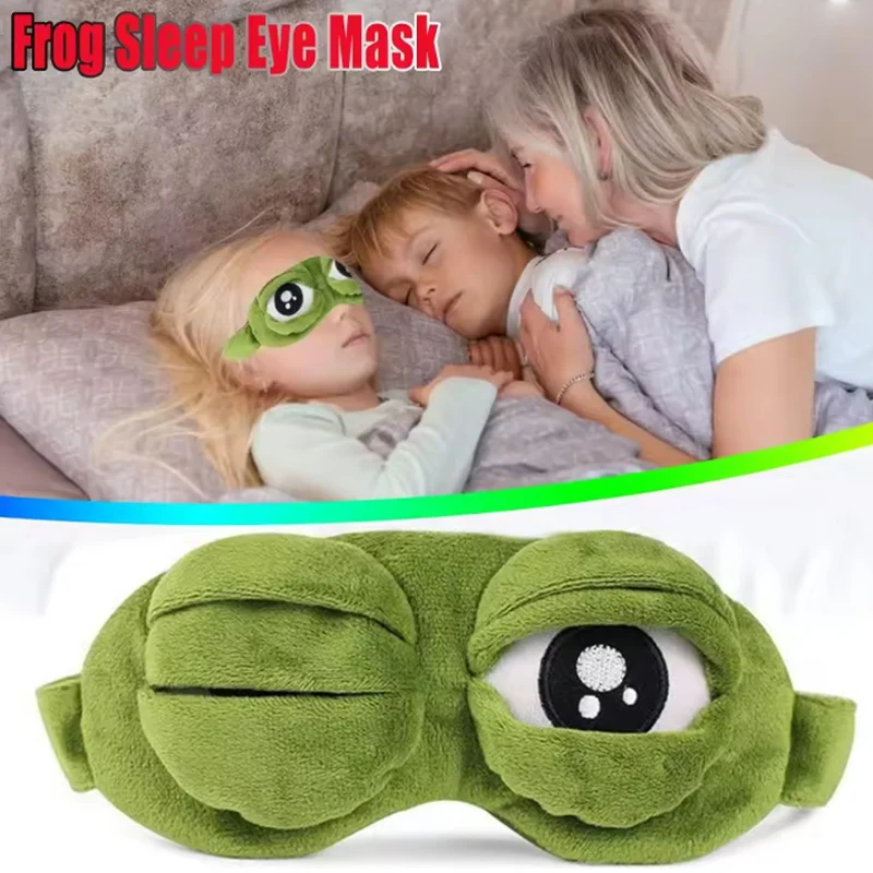 Geformte Frosch-Schlafmaske Komfortable Lichtblockierende Schlafbrille Weiche Cartoon-Augenmaske Tragbare Augenabdeckung für Reisen, Büro und Zuhause