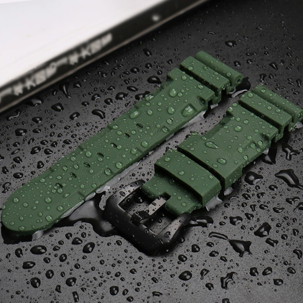 22 24 26mm Silicone Watch Strap for Panerai  24mm SUBMERSIBLE PAM441 Pa111 359 Rubber Watchband Men's Wrist Bracelet Accessories