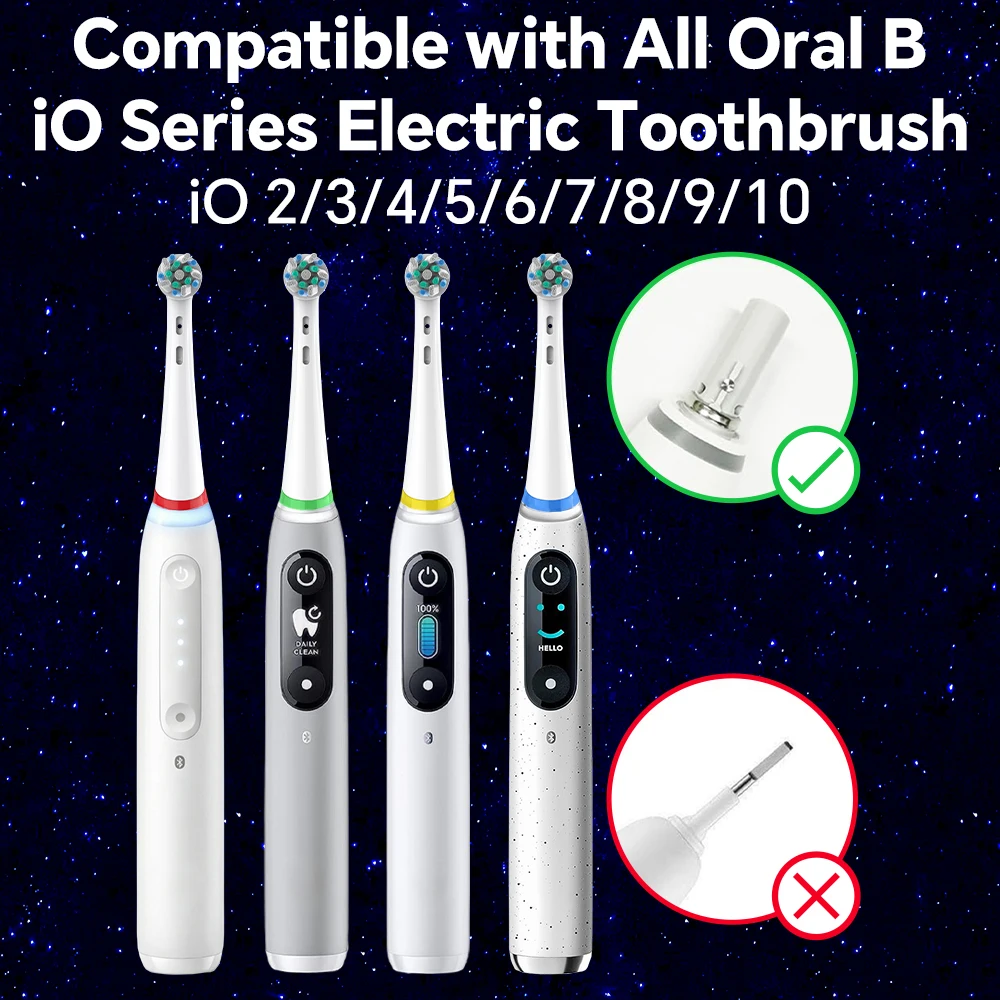 iO Replacement Brush Heads Compatible with Oral B IO 2/3/4/5/6/7/8/9/10 Electric Toothbrush, Cross Clean Toothbrush Head Refill