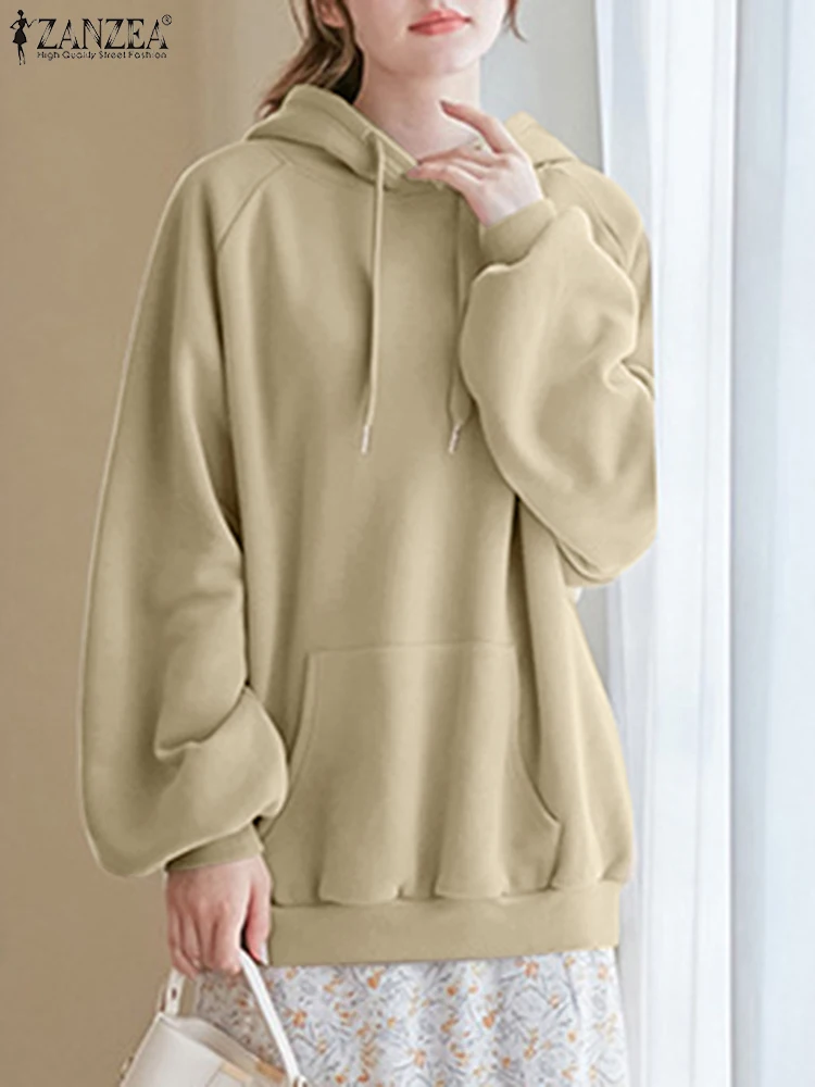 Autumn Long Sleeve Hoodies Oversize ZANZEA Fashion Women's Sweatshirts Casual Loose Hooded Pullover Winter Sweatshirt Outwear