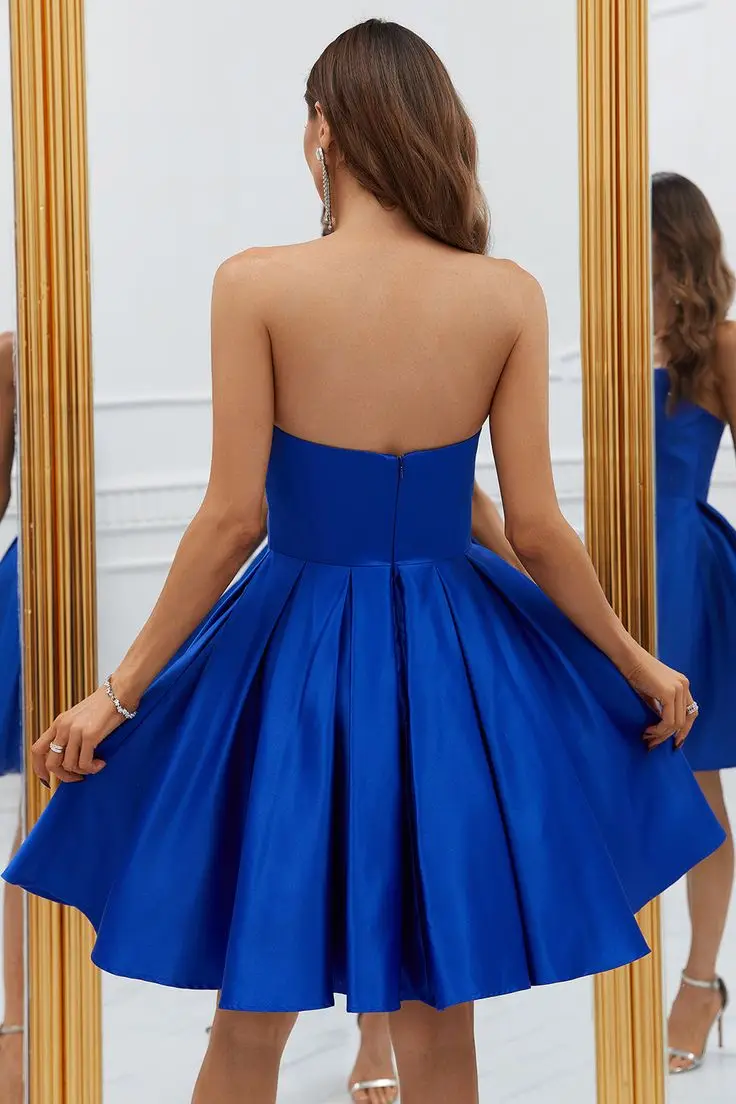 Royal Blue Prom Dresses Simple Short Mini Elegant A Line Strapless Sweetheart Formal Party Graduation Gowns Custom made