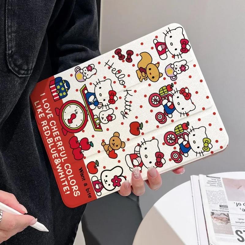 

Hello Kitty IPad Tablet Case for 2025 A16 11th Pro 21 22 11in Case Air7 Kawaii KT Rotating Case 9th 10th Air4 5 Protective Cover
