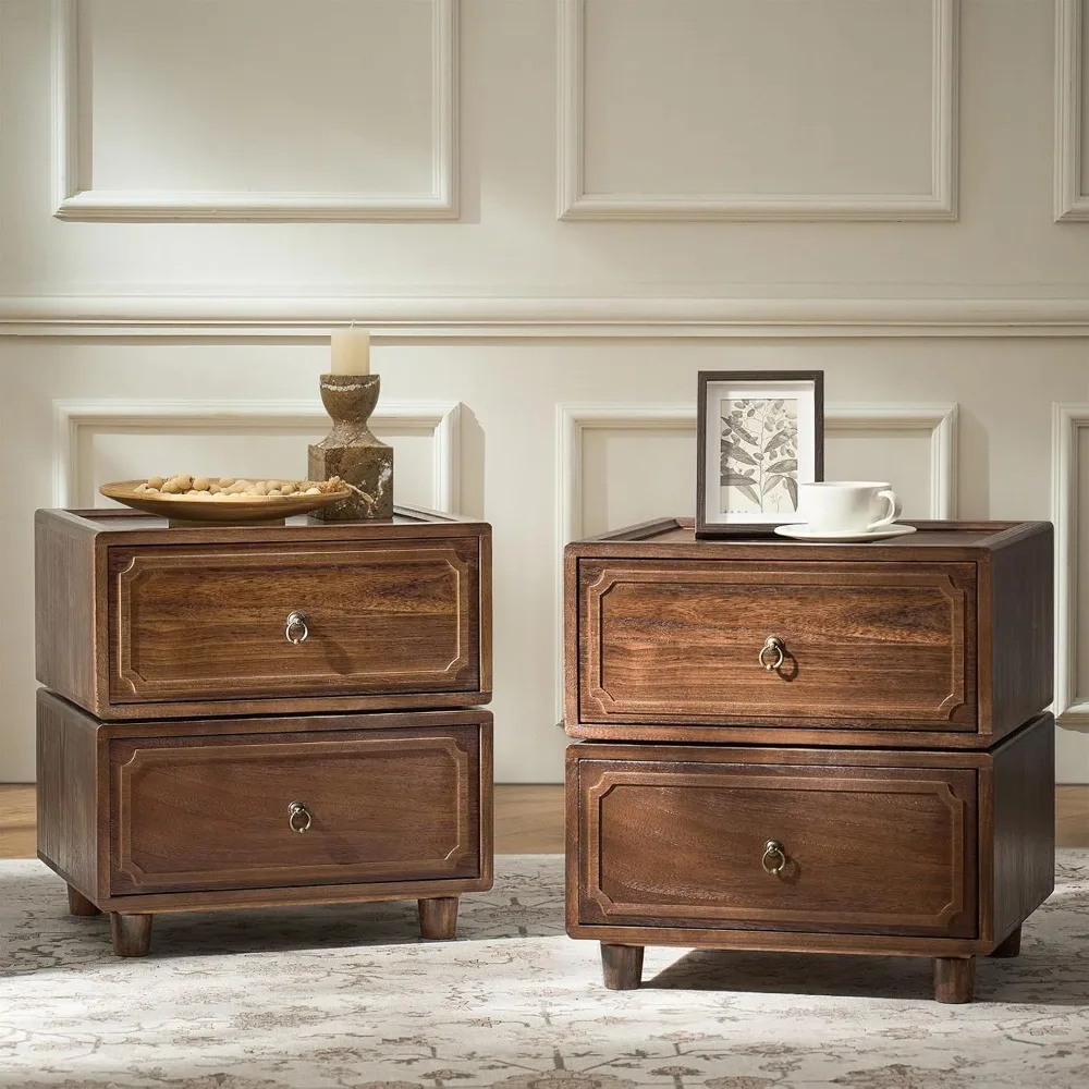 

pair of modular drawer nightstands for bedside storage, traditional bedroom dresser set, dorm-friendly nightstand solutions