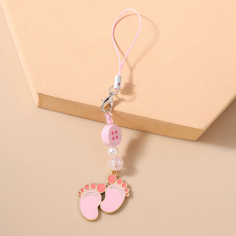 Aihua Niedlicher Baby-Fußabdruck Handy-Lanyard Schlüsselanhänger Handgefertigte Telefonkette Hängender Telefonriemen Schmuck Geschenke Accessoires – Detail 2