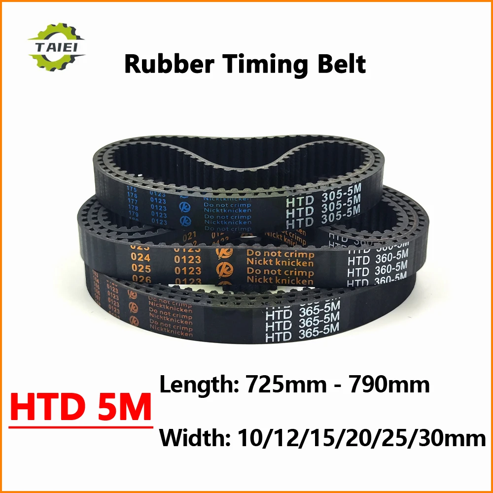 HTD 5M Rubber Synchronous Belt Length 725 730 735 740 745 750 755 760 765 770 775 780 785 790mm Width 10-30mm Drive Timing Belt