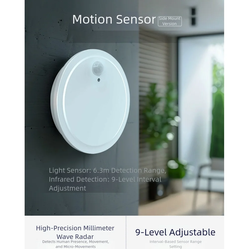 Motion Sensor Presence Sensor 24G Millimeter Wave Technology 6.3 Meters With A 110° Sensing Angle A (WiFi-2.4G), B (for ZigBee)