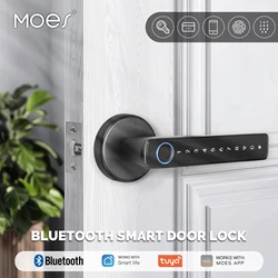 MOES Tuya Bluetooth Smart Fingerprint Door Handle Lock Electronic Password APP Remote Unlock Hotel Apartment Office Rental House