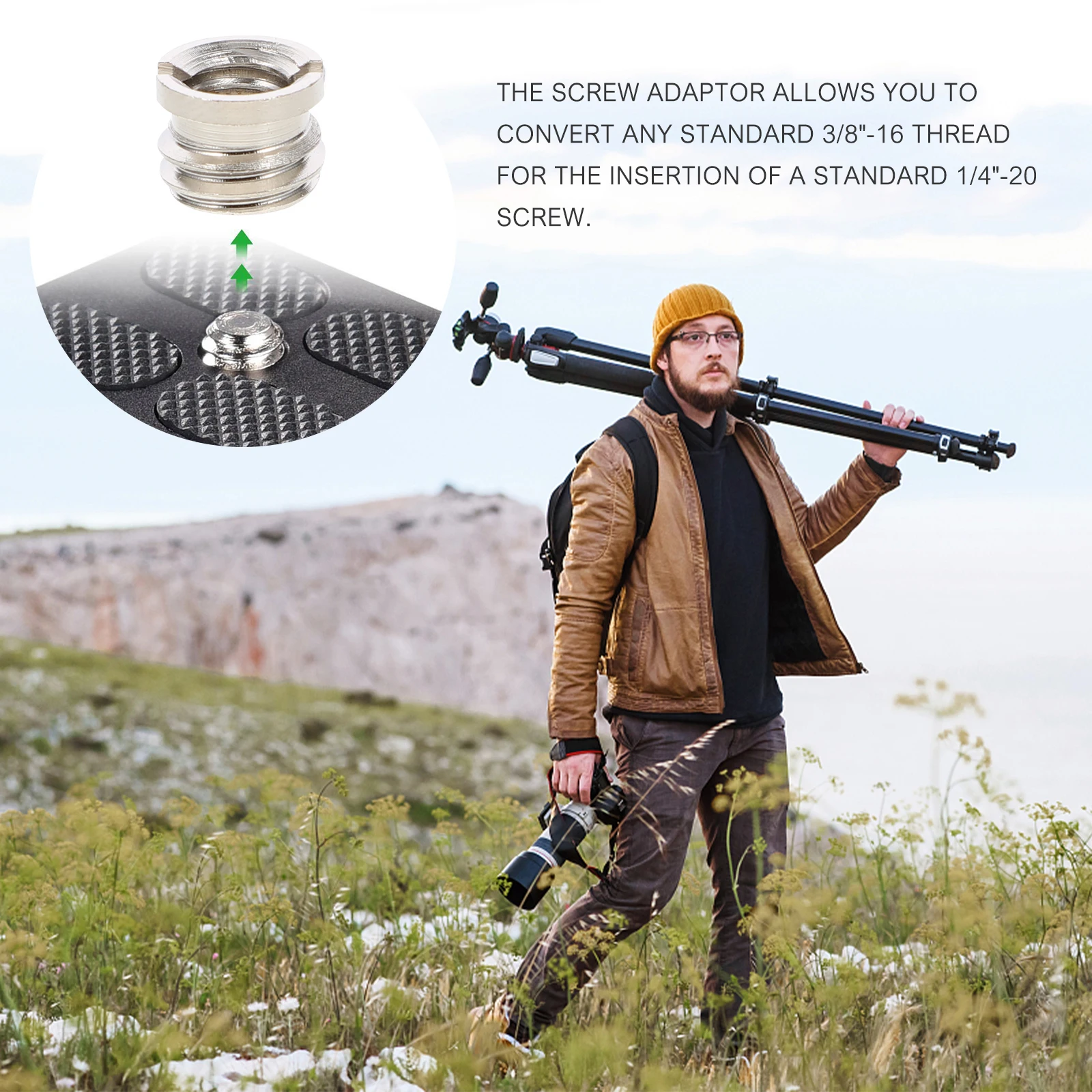 

Convert Nut Tripod Gear Adapter Screw 1/4 Camera Converter Photography Accessory