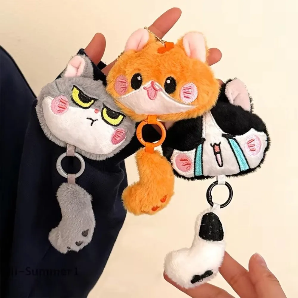 

Cute Versatile Cat Pendant Cartoon Keychain Kitten Shape Long Tail Bag Charm Bag Key Hanging Decoration
