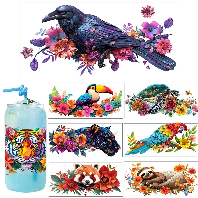 

Forest wildlife animals Party DIY Decals 3D transfers uvdtf tumbler seal stickers 16oz uv dtf cup wraps