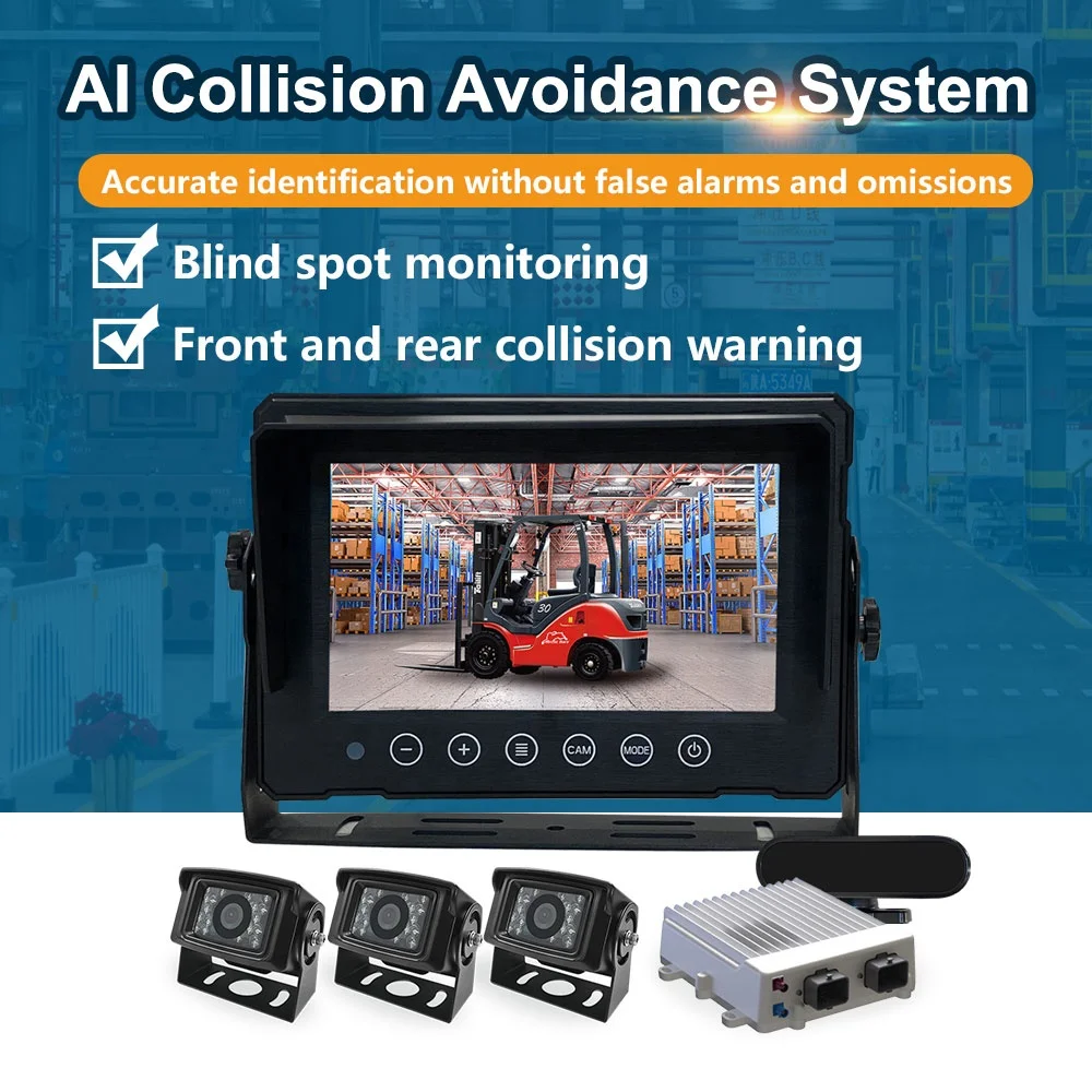 Sabo Anti Collision System AI Forklift Camra BSD Camra Pedestrian Detection Rear View Backup Camra with Screen for Forklift