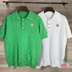 White Green Summer Collar Short Sleeved Checkered Embroidery Logo 2XL Polo Shirts Fashion Street Casa Knitted Tshirts Men Women