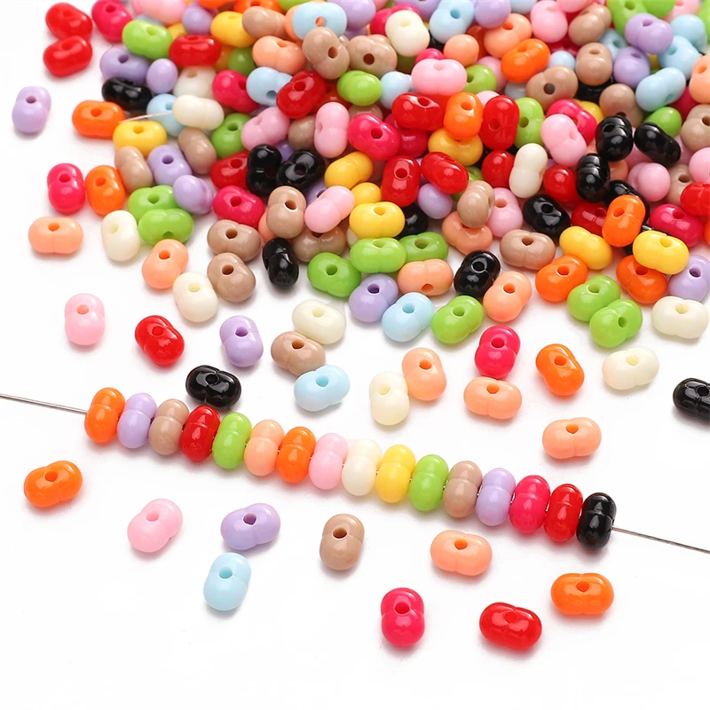 8x5mm 50pcs Colorful Acrylic Peanuts Beads Loose Spacer Beads for Bracelet Necklace DIY Jewelry Making Craft Accessories