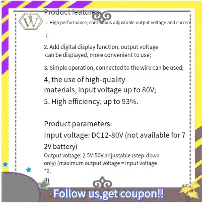 

New DC12-80V 20A Step-Down Power Module Current Constant Voltage Voltage Current Display 600W Buck Converter Module Easy Install
